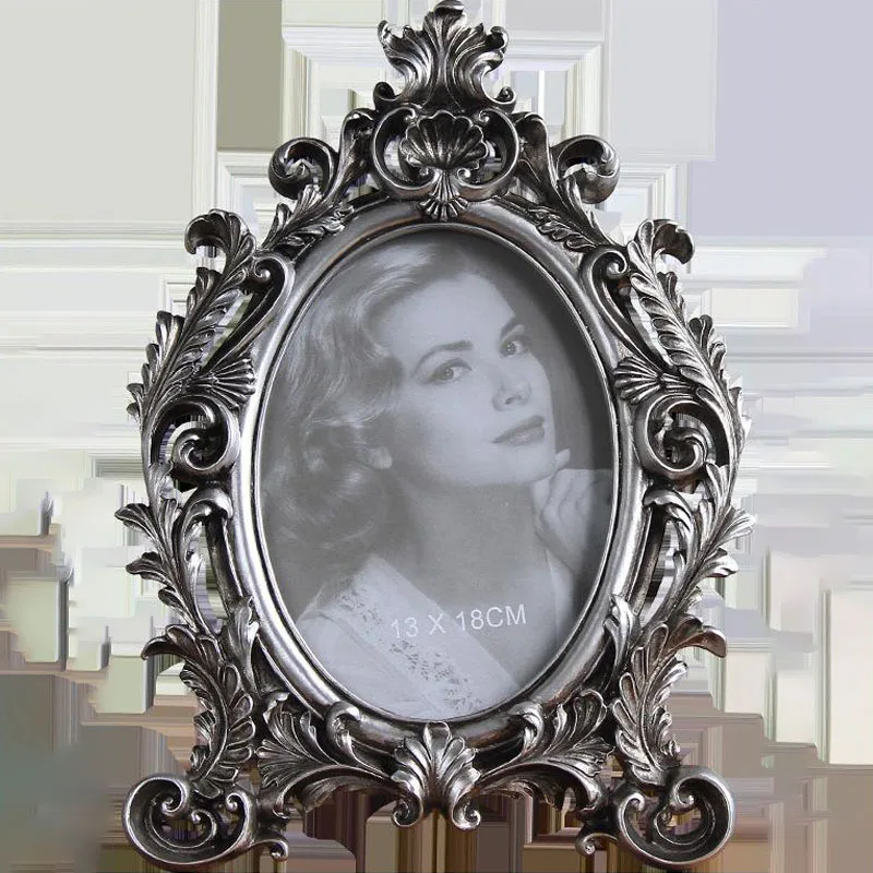 Cena Retro owalna ramka na zdjęcia żywica pulpit ramka na zdjęcia wesele złote oprawki ozdoby do dekoracji domu prezent rzemiosła 6 7 8 Cal