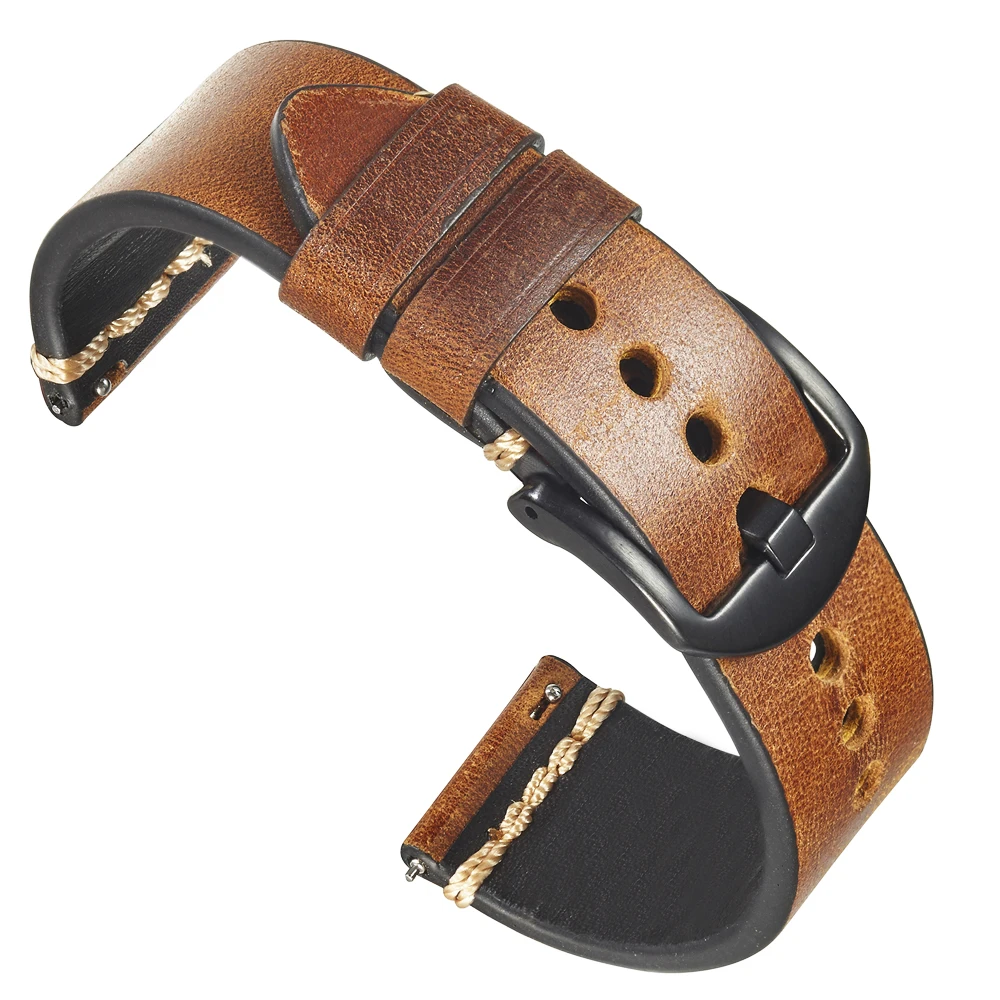 Men Luxurious Cowhide Watchbands 20mm 22mm Oil Wax Leather Watch Bracelet Straps For Panerai Watch Accessories