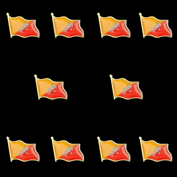 

10Pcs/Lot Asian Bhutan Kingdom Country Pin Colors Metal Gold Plated Flag Lapel Pin Badge Collectible