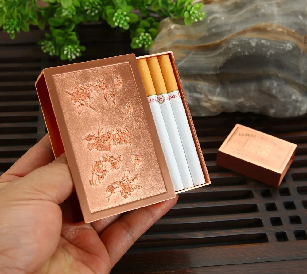 20 сигарет ностальгическая коллекция бронзового Металла Чехол для сигарет портативный анти-давление коробка для сигарет металлический спичечный ящик