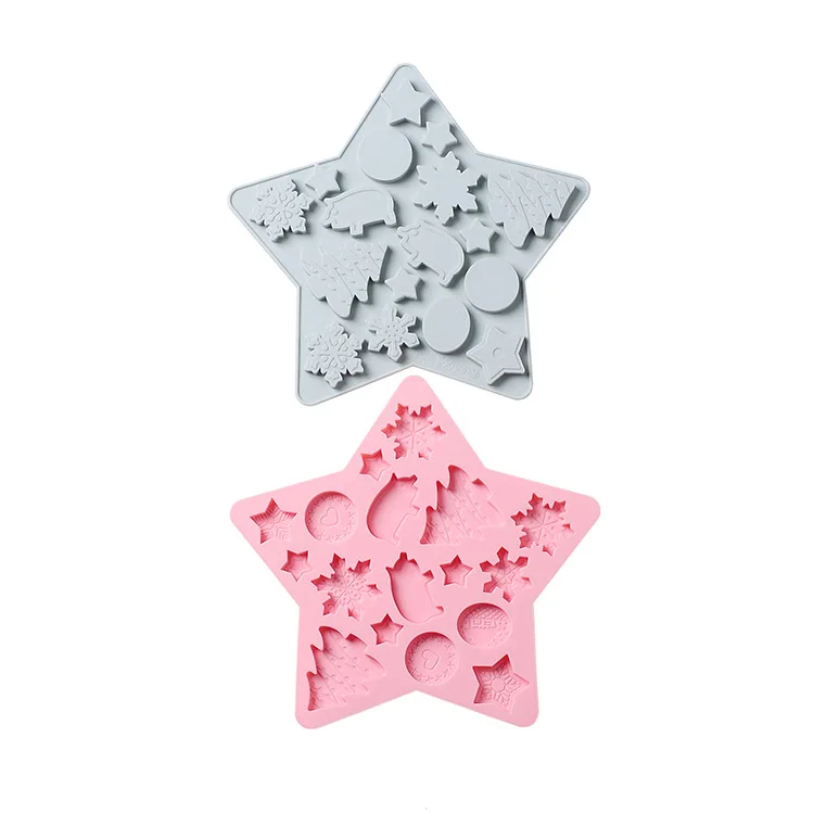 

Five-pointed star shape Christmas chocolate silicone mold Fudge ice tray mold complementary food Christmas cake decoration tool