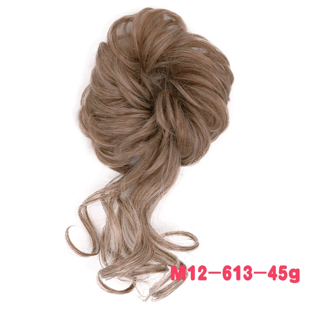 MERISIHAIR Synthetic Girls Curly Scrunchie Chignon With Rubber Band Brown Gray Hair Ring Wrap On Messy Bun Ponytails M-m12-613