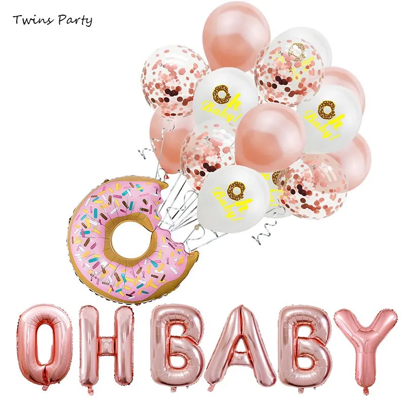 Воздушные шары из фольги с надписью OH BABY розовое золото Twins Вечерние|Воздушные и