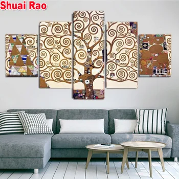 

Multi-Panel diamond embroidery painting life Tree full square drill 3d cross stitch mosaic 5 pieces set diamond home art,