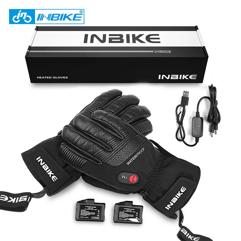 INBIKE, USB, перезаряжаемые, с подогревом, MTB, велосипедные перчатки, мотоциклетный лыжный велосипедный перчатки, зимние, водонепроницаемые, электрические, тепловые, теплые перчатки