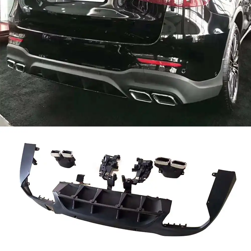 Car Rear Bumper Diffuser Lip Spoiler For Mercedes Benz Glc Class X253 Sport Glc250 Glc300 Glc43 Suv 15 19 With Exhaust Tips Bumpers Aliexpress