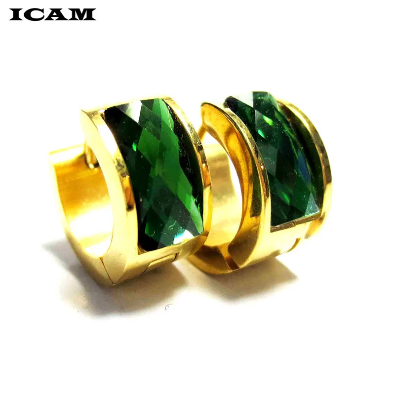 ICAM Gold Huggie Hoop серьги синий прозрачный циркониевый зажим на круг из нержавеющей стали серьги крошечные мини круглые