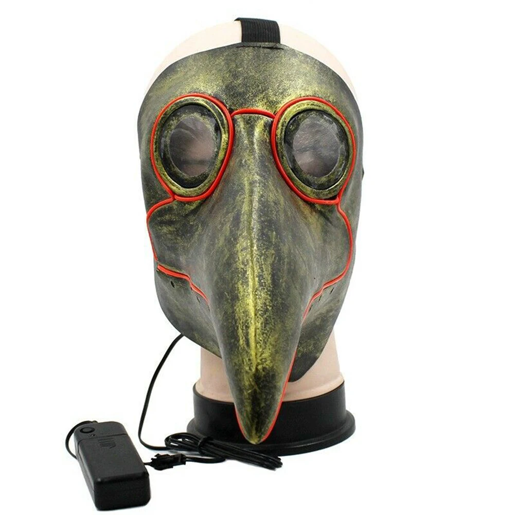 

Led Funny Long Nose New Year Props Christmas Cosplay Costume Party Steampunk Halloween Mask Plague Doctor Bird Glowing