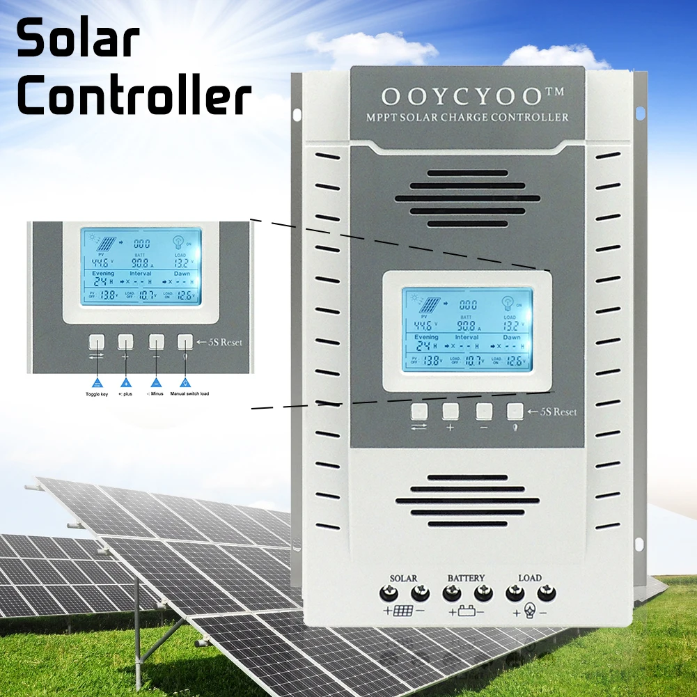 100A 80A 60A MPPT солнечная ЖК-панель регулятор заряда 12 V/24 V USB5V