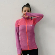 Женская одежда для йоги жакет молния кардиган длинный рукав Стенд Воротник спортивный беговой костюм