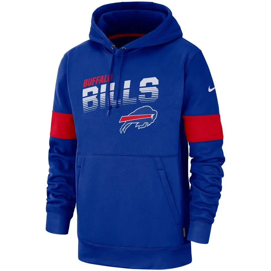 Buffalo Мужская футбольная Толстовка Bills 100th Sideline логотип команды Производительность пуловер Толстовка Королевский