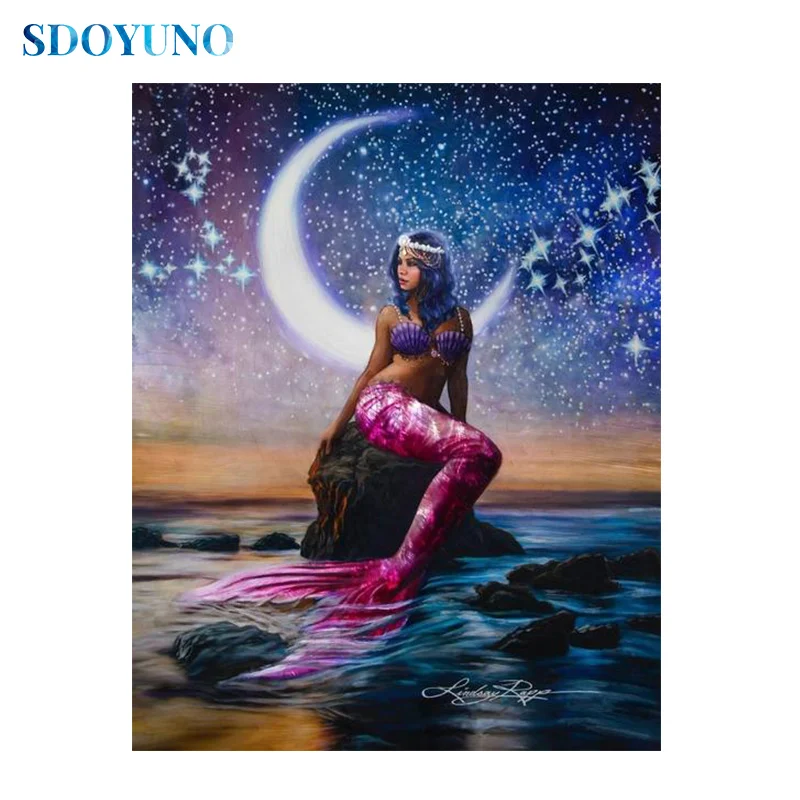 SDOYUNO Diamond embroidery Full square 5d DIY Painting Girl Home Decor rhinestone pictures Unique Gift | Дом и сад