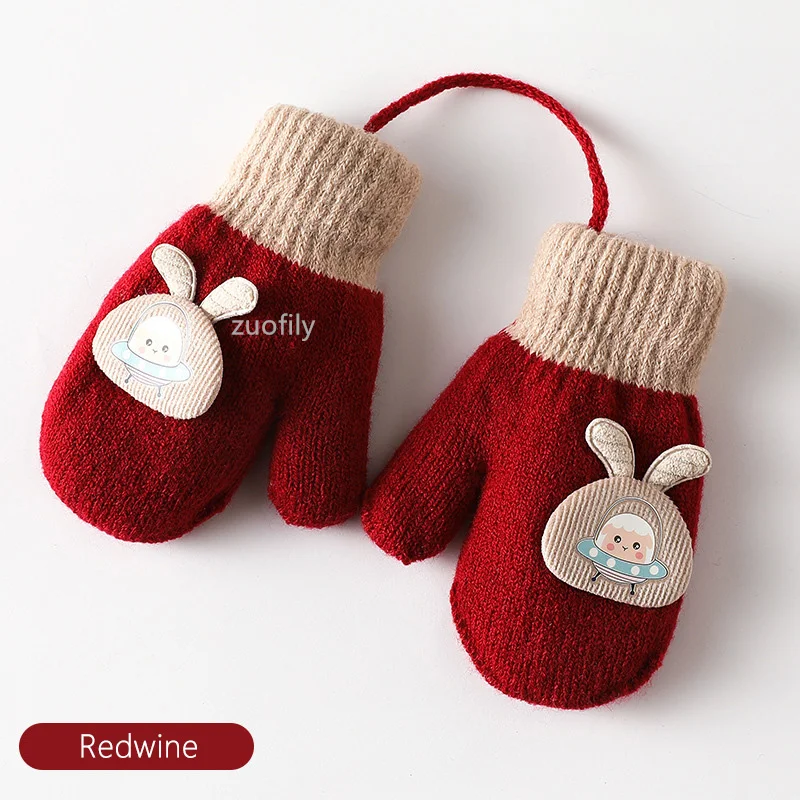 baby accessories New Arrival Winter Baby Boys Girls Knitted Gloves Warm Full Finger Mittens Gloves with Rope For Children Toddler Kids 2-4Years cheap baby accessories	 Baby Accessories