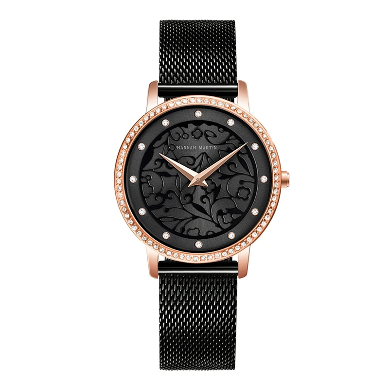 

Hannah Martin Quartz Women Watches Waterproof Fashion Simple Style Top Brand Luxury 3D Carved Watches Women Zegarek Damski