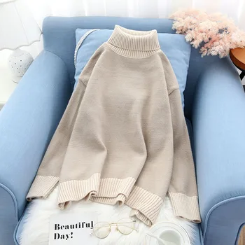 

turtleneck women sweater and pullovers 2019 winter new slim lady elegant pulls fashion outwear tops
