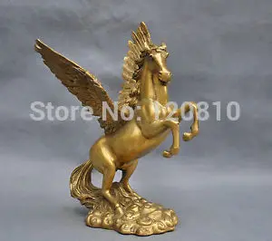 8 ''китайские из чистой бронзы Крылатый Пегас Статуя|Статуи и скульптуры| |