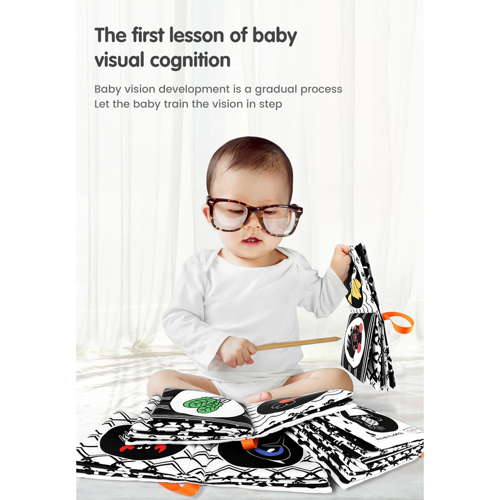 4 Pieces Non-toxic Fabric Baby Soft Books Black and White Books for Infants Boys and Girls Early Educational Development Toys