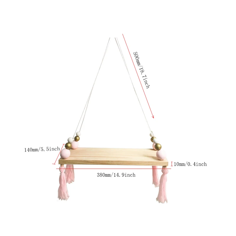 Bedroom Wall Hanging Ornaments Tassel Beads Pendant Wooden Board Shelf Photo Props