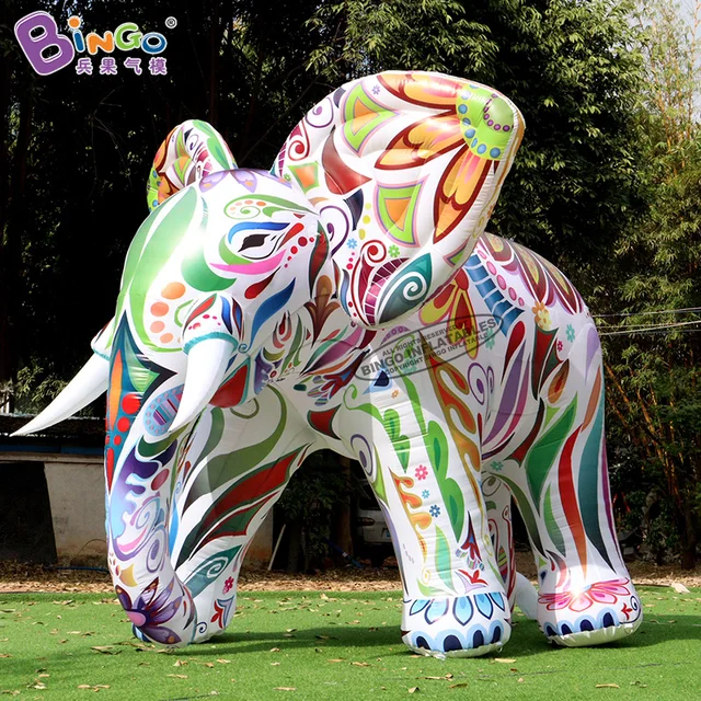 Giant 2~5 Meters Avertising Inflatable Elephant with Led Lights Decorative Cartoon Mascot Toy for Decoration 4