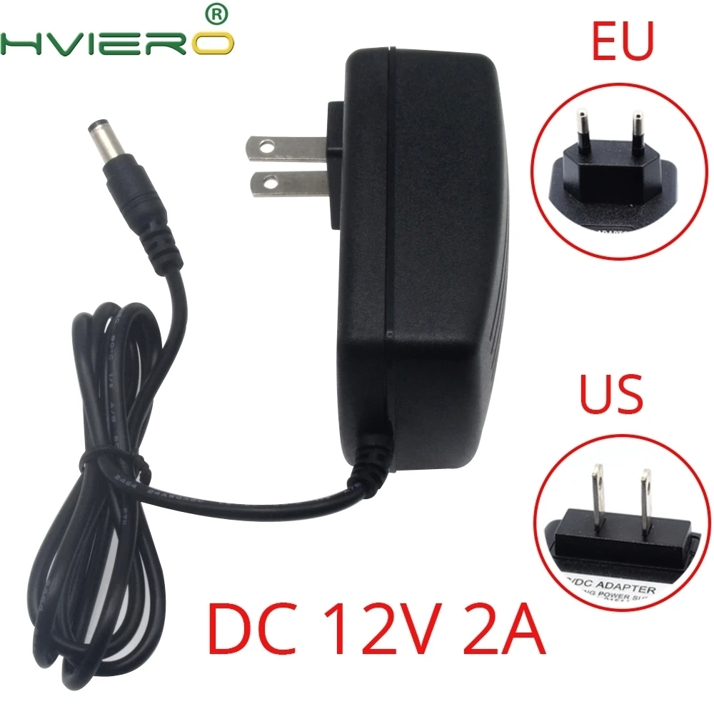 Hviero LED Power Supply Charger Transformer Adapter AC 110V 240V EU US Plug DC 12V 2A Power Charger For 3528 2835 5050 3014 Strip Light