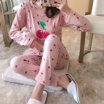 

Loose Comfort Spring Autumn Fashion Pijama Night Sleepwear Good Quality Casual Pajama Sets For Women Long Sleeve Night Sleepwear