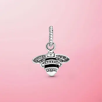 

JrSr New 100% 925 Sterling Silver Beads Sparkling Queen Bee Pendant Charms fit Original Pandora Bracelet Women DIY Jewelry gifts