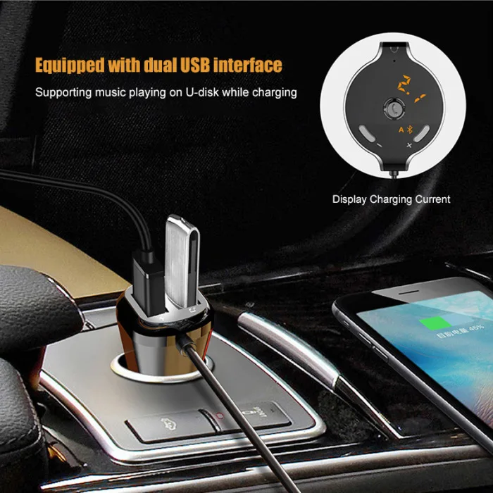 Двойной зарядное устройство usb автомобильный Bluetooth MP3 круглый цифровой экран VDX99