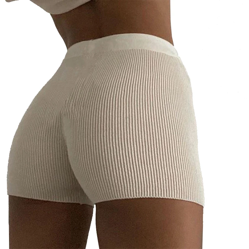 

High Waist Women Knitted Bodycon Shorts Mini Sexy Briefs Boxer Shorts Female White Black Biker Safety Pant
