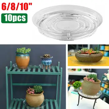 

10pcs Garden Flower Pot Mat Plant Saucer Drip Tray Round Pot Base Clear Snack Container for Indoor Outdoor Garden