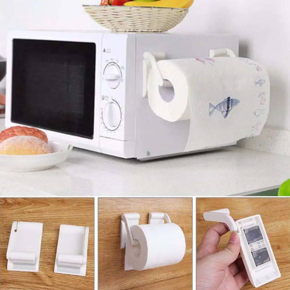 Multifunctional Kitchen Rack Nail-free Roll Paper Storage Rack Seamless Powerful Adhesive Fresh Bag Holder For Kitchen Bathroom
