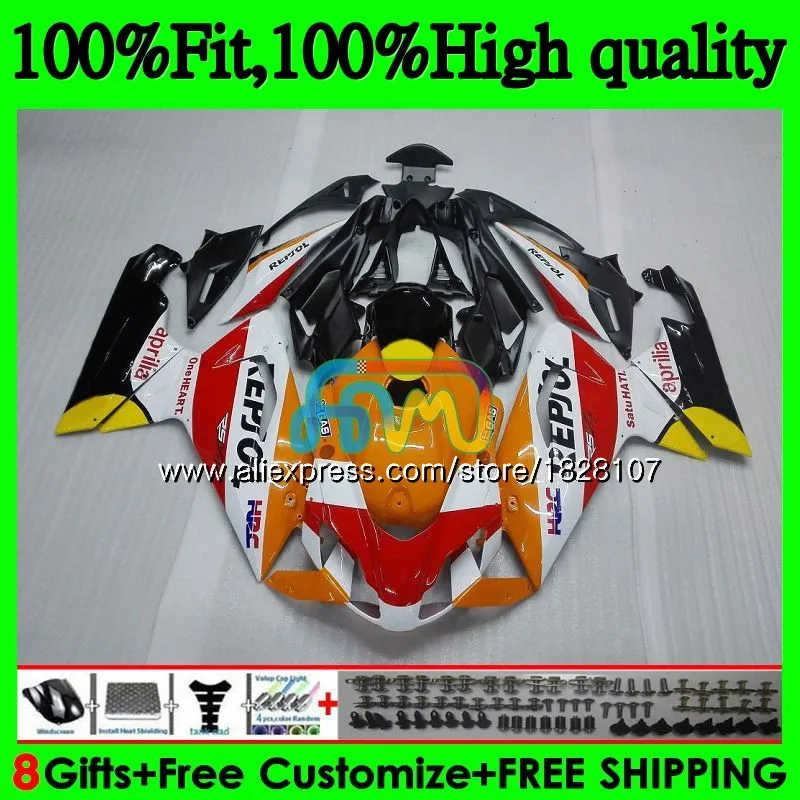 Инъекции для Aprilia RS-125 RS125 06 07 08 09 10 11 61BS. 0 RS4 RSV125 RS 125 2006 2007 2008 2009 2010 2011 обтекателя Repsol белый