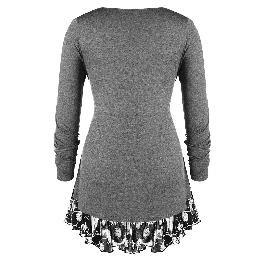5XL Большие размеры рубашки Tunci зимняя модная женская кружевная блузка с оборками и пуговицами повседневные топы с v-образным вырезом блузка
