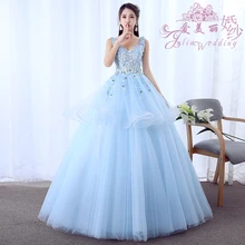 Кружевные бальные платья бальное платье Тюлевое выпускное дебютантное милое 16 Платье с v-образным вырезом и шлейфом vestidos de 15 anos