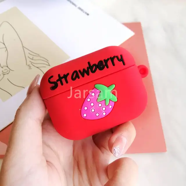 cute For airpods pro case Silicone Wireless Headphone Case Earphone For Airpods pro Case Cover accessories Protective Strawberry