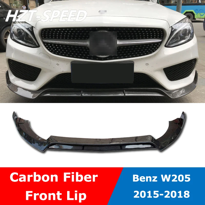 W205 одноэтажный углеродное волокно Передняя губная Лопата бампер диффузор для Benz C Класс C180L C200 спортивный стиль