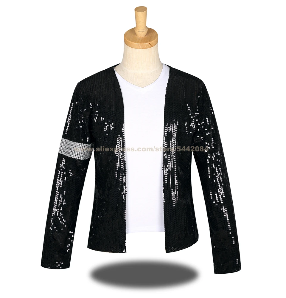 New Michael Jackson Billie Jean Suits Sequin Kids Adults Mj Jacket+pants+ glove+socks Show Black Sequined Pacthwork - Cosplay Costumes - AliExpress