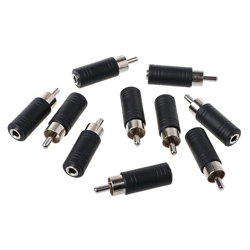 

10 Pcs 3.5mm Female Mono Plug To RCA Male Jack Audio Adapter Connector Converter