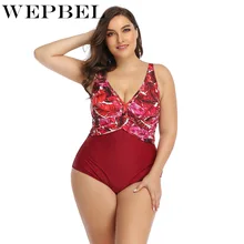 WEPBEL, женское цветочное бикини размера плюс, цельный Цветочный сексуальный купальник, одежда для плавания, Летний Пляжный бикини, купальный костюм