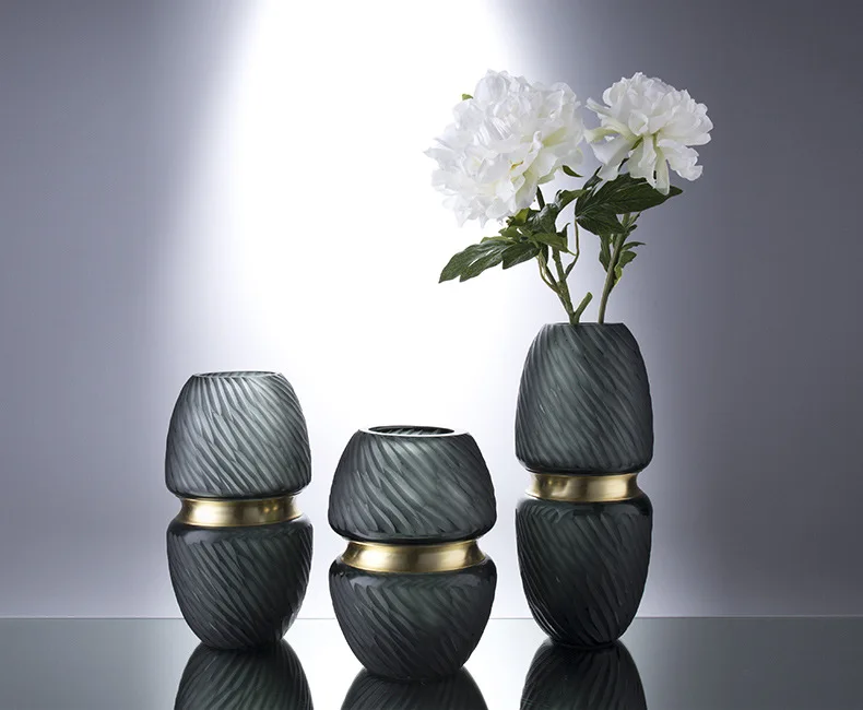 Нео-классическая ретро легкая Роскошная креативная инкрустация высококачественная матовая ваза из цветного стекла ваза для украшения интерьера