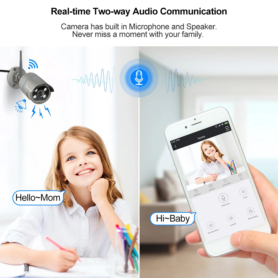 H.265 8CH 1080P Wireless NVR Kit CCTV Security System 2MP IR-CUT Outdoor Two Way Audio Wifi Camera  - 4.00024E+12