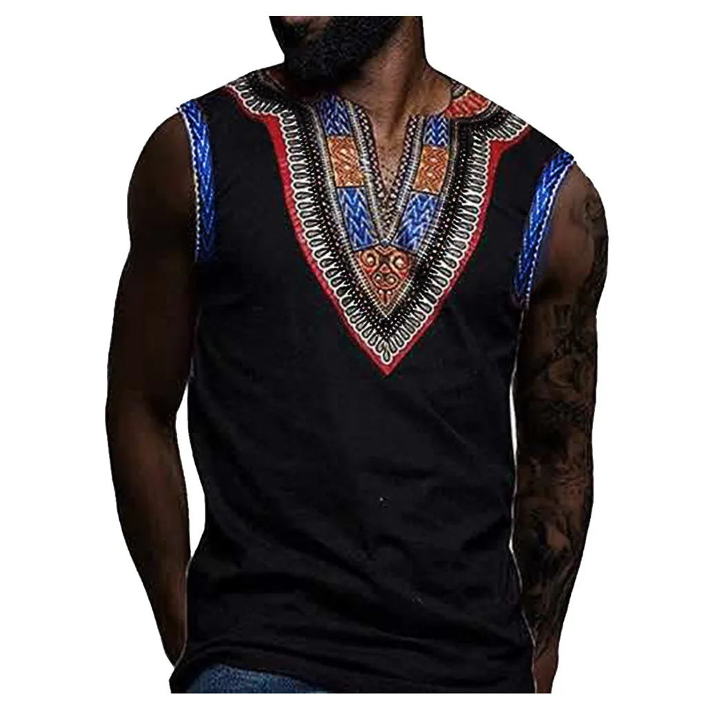 JAYCOSIN мужской жилет с принтом в национальном стиле, майка на бретелях, Мужская майка, модный жилет без рукавов с v-образным вырезом, полиэстер, мужские топы на каждый день