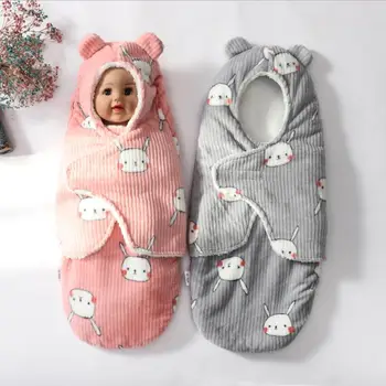

Baby Swaddle Blanket Newborn Warm Soft Coral Fleece Wrap Swaddling Bag Baby Envelope Sleep sack Bedding For 0-6 Month Baby