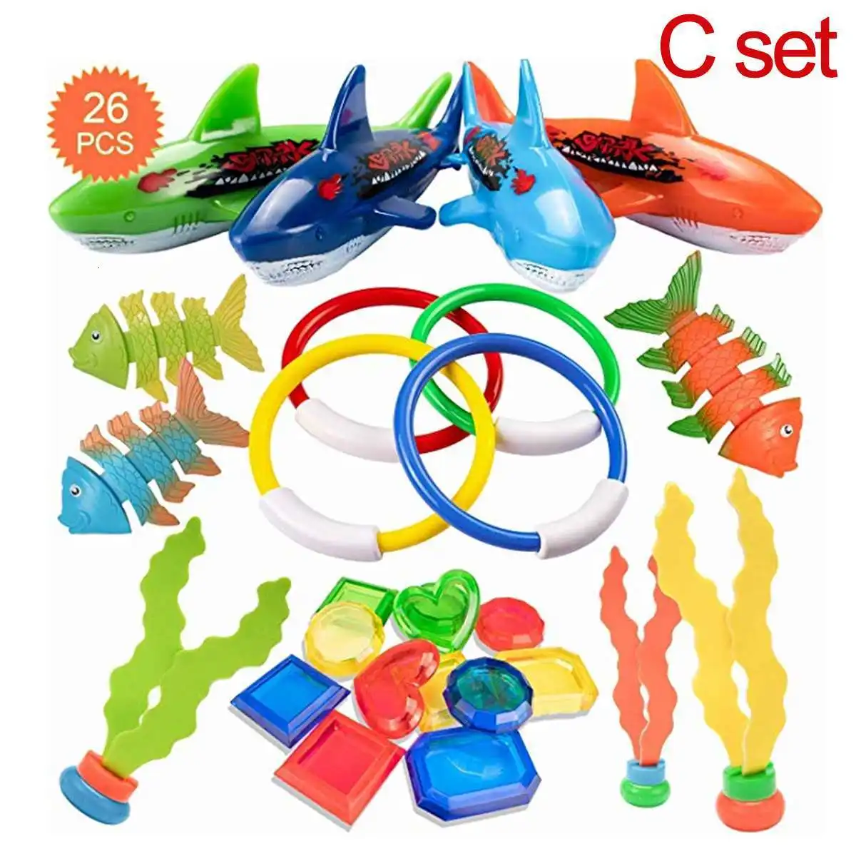 Летние игрушки для плавания в бассейне, подводные палочки для дайвинга, пляжные игрушки, водные виды спорта, игры, игрушки для детей, кольца - Цвет: 26PCS