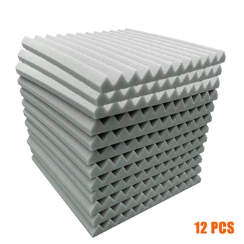 

12Pcs Acoustic Panels Studio Soundproof Sound Insulation Absorbing Flame Retardant Panels YU-Home