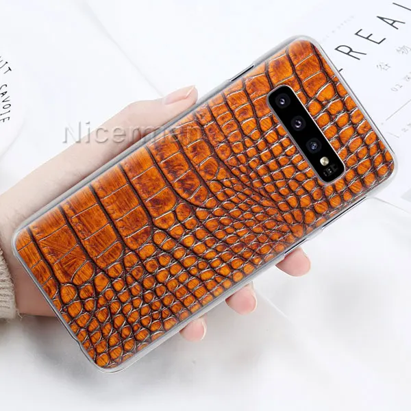 Кожаная обложка розового цвета со змеиным рисунком чехол для телефона для samsung Galaxy S10e S10 плюс S8 S9 Примечание 10 плюс 8 9 S6 S7 край Твердый Чехол - Цвет: 07