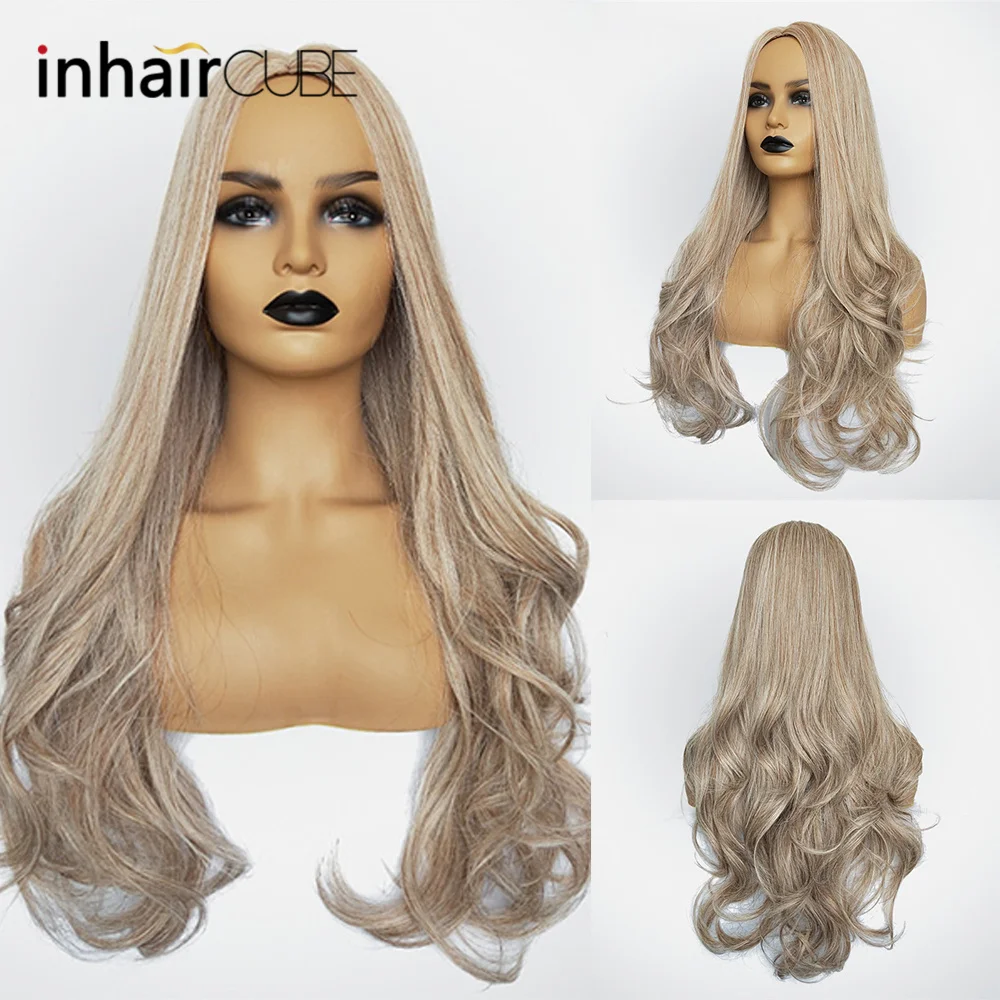 Inhair куб длинные волнистые натуральные парики для косплея натуральные женские парики вечерние термостойкие синтетические парики
