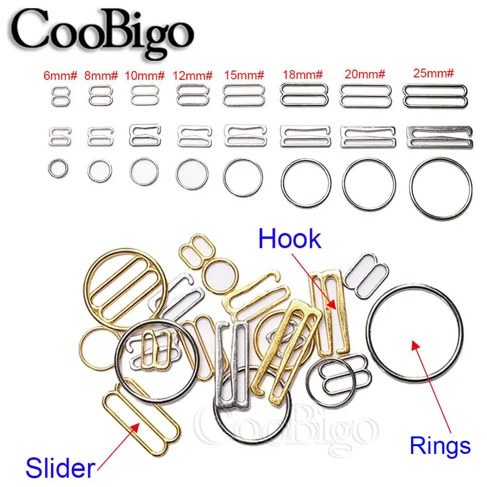 100pcs Metal Bra Strap Adjust Buckles Brassiere Sliders Rings Clips for Women Lingerie Underwear Adjustment DIY Accessory 6-25mm