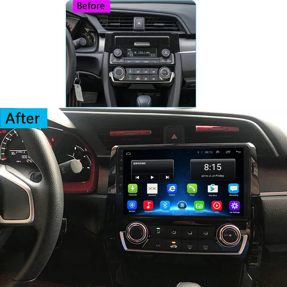 4G LTE Android 9,1 для Honda Civic Мультимедиа Стерео 9 дюймов Автомобильный dvd-плеер с экраном gps навигация 2+ 32G
