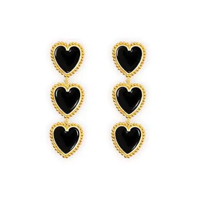 Корейский сладкий сердце серьги для женщин золотой серебряный обод красный черный в форме сердца геометрические эффектные висячие серьги набор ювелирных изделий - Окраска металла: 3