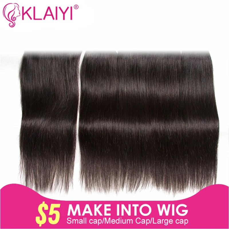 KLAIYI волосы$5 сделать в парик прямые волосы пучки с закрытием человеческих волос с закрытием remy волосы ткет с кружевом